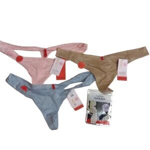 NWT Spanx Underwear bundle Four Thongs Gloss pink Ice blue Nude and Black L/XL
